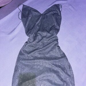 Elegant Silver Glitter Dress